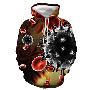 3D Graphic Printed Hoodies Virus