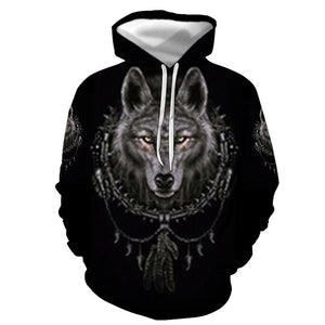 3D Graphic Printed Hoodies Wolf