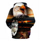 3D Graphic Printed Hoodies The Eagle And The Wolf