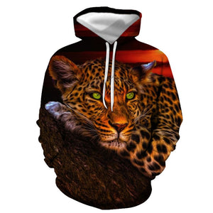 3D Graphic Printed Hoodies Leopard