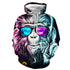 3D Graphic Printed Hoodies Monkey With Glasses