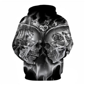 3D Graphic Printed Hoodies Skull