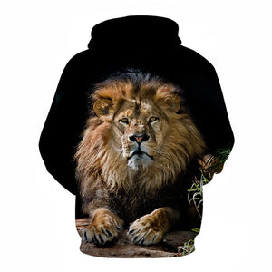 3D Graphic Printed Hoodies Lion