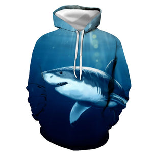 3D Graphic Printed Hoodies Shark