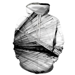 3D Graphic Printed Hoodies Stairs