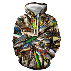 3D Graphic Printed Hoodies Fishes