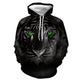 3D Graphic Printed Hoodies Green Eye Tiger