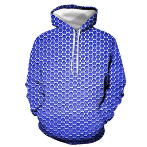 3D Graphic Printed Hoodies Blue Dot