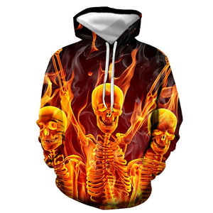 3D Graphic Printed Hoodies Skull