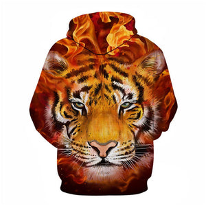 3D Graphic Printed Hoodies Tiger