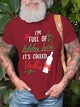 Christmas funny text print round neck short-sleeved cotton T-shirt