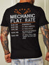 Mechanic Flat Rate Back Print Crew Neck Casual T-shirt