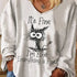 Women's T shirt V Neck Letter Cat