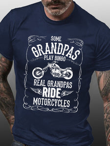 Funny Grandpa Gift Motorcycle Vintage Short Sleeve Cotton T-shirt