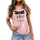 Women's T shirt Dragonfly Letters