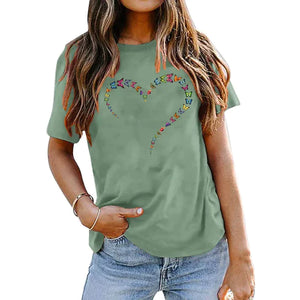 Women's T shirt Butterfly Heart