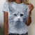 Women's T shirt Cat Print Short Sleeves