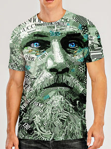 3D Graphic Printed Short Sleeve Shirts Human face