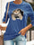 Women's T shirt Cat Print Long Sleeve