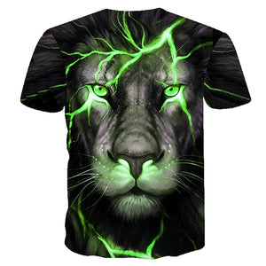 3D Graphic Printed Short Sleeve Shirts Lion