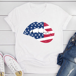 Graphic T-Shirts American Flag Lips T-Shirt