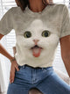Women's T shirt Graphic Cat Print