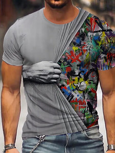 3D Graphic Printed Short Sleeve Shirts Hand
